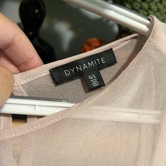 Blush Pink Sheer Dynamite Long Sleeve Blouse - Picture 5 of 8
